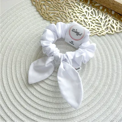 White Bow Scrunchie