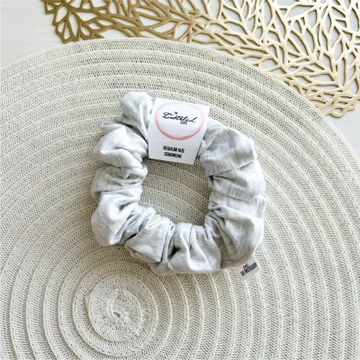 Grey Melange Cotton Scrunchie