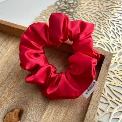 Rosy Red Satin Scrunchie