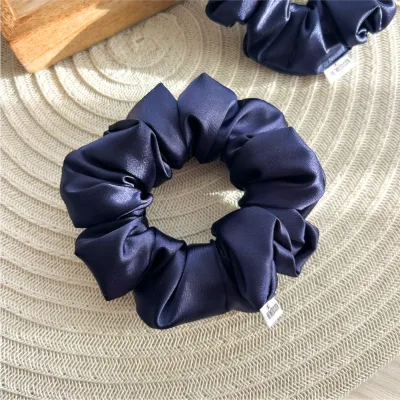 Navy Satin Scrunchie