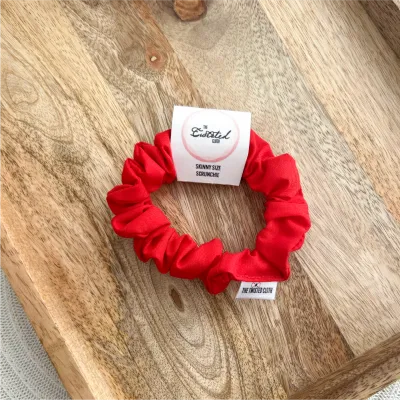 Red Cotton Skinny Scrunchie