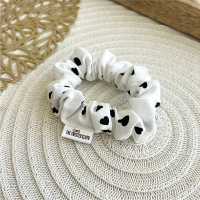 Black Hearts Skinny Scrunchie