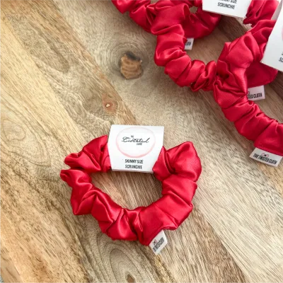 Rosy Red Satin Skinny Scrunchie