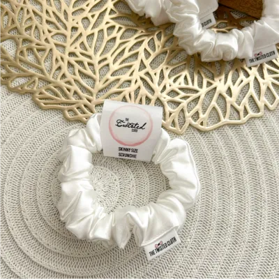 White Satin Skinny Scrunchie