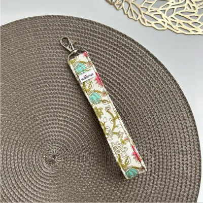 Pink Lotus Paisley Cotton Key Fob