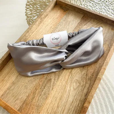 Silver Grey Satin Headband