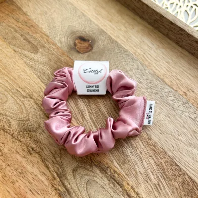 Dusty Pink Satin Skinny Scrunchie