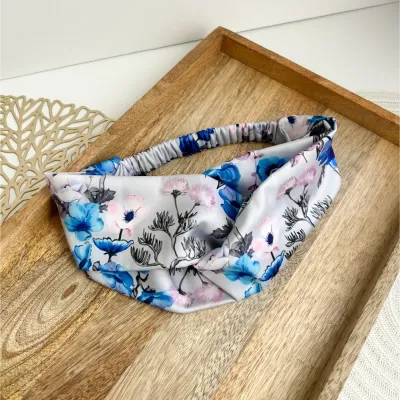 Blue Blossom Satin Headband