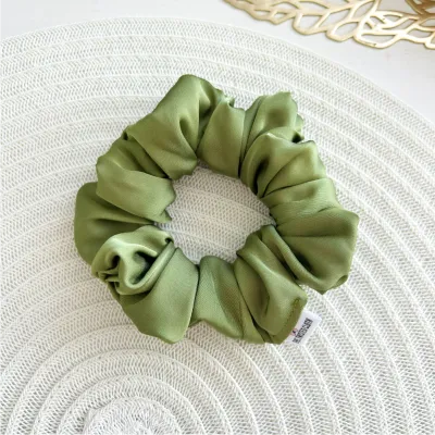 Olive Armani Satin Scrunchie
