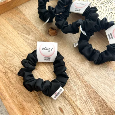 Black Cotton Skinny Scrunchie
