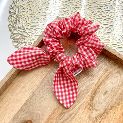 Red Gingham Bow Scrunchie