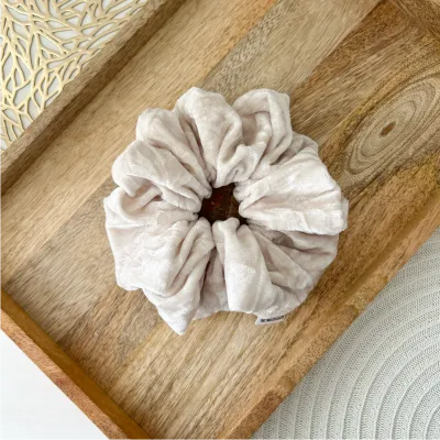 Xxl Ivory Crushed Velvet Scrunchie