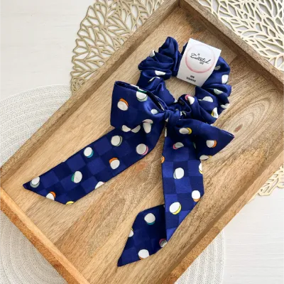 Royal Blue Long Bow Scrunchie