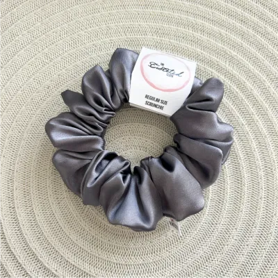 Grey Satin Scrunchie