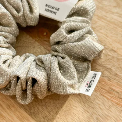 Silver Champagne Glitter Scrunchie