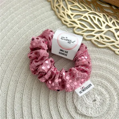 Small Pink Sequin Scrunchie