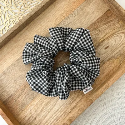 XXL Black &amp; White Gingham Scrunchie
