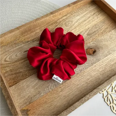 Deep Red Satin Scrunchie