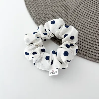 Small Navy Polka Dot Cotton Scrunchie
