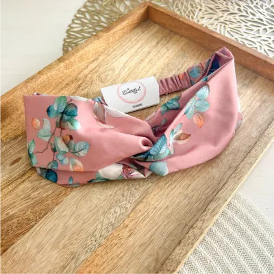Dusty Pink Floral Satin Headband