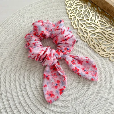 Pink Floral Bow Scrunchie