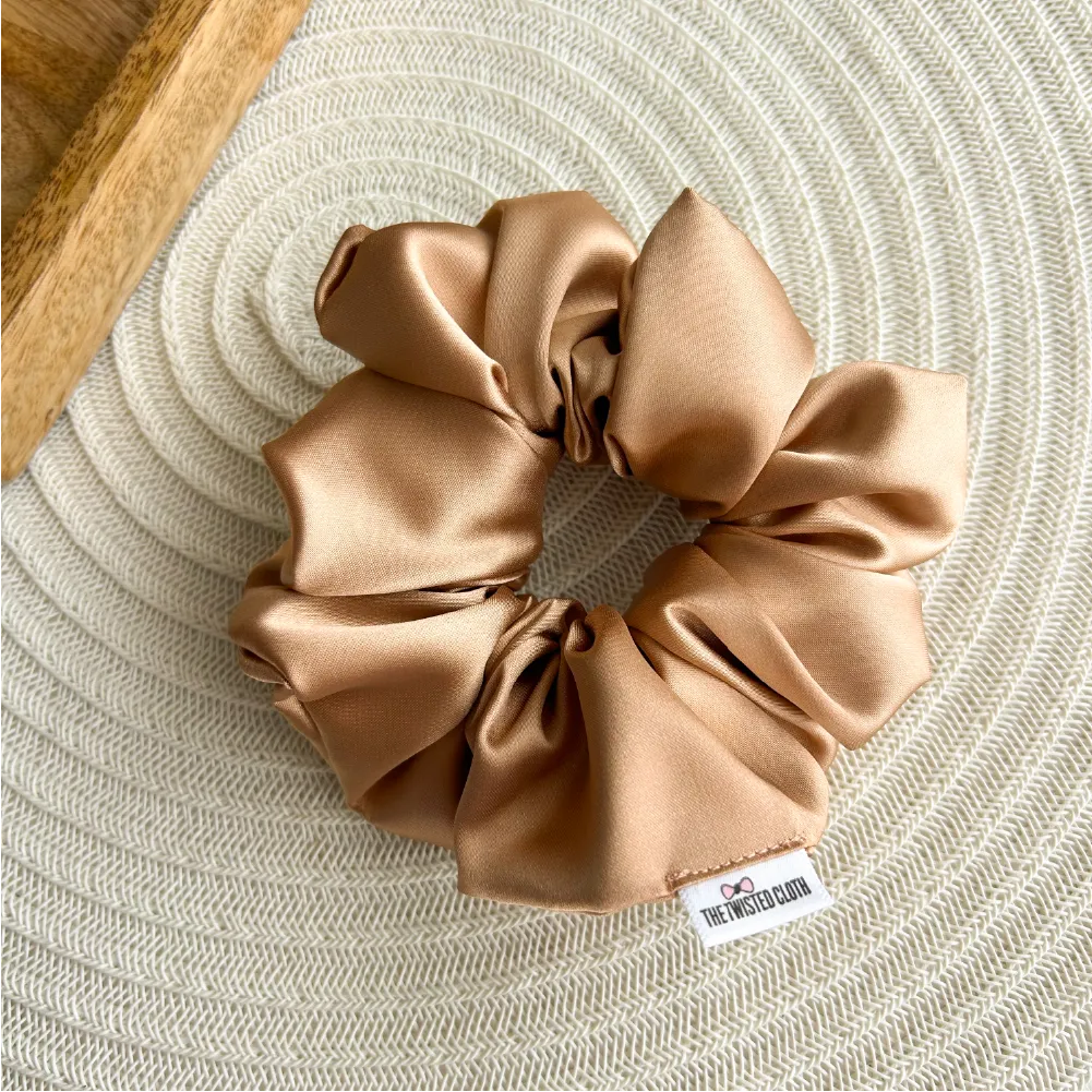Tan Satin Scrunchie