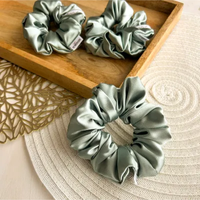 Sage Green Satin Scrunchie