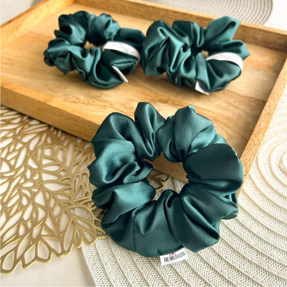 Emerald Green Satin Scrunchie