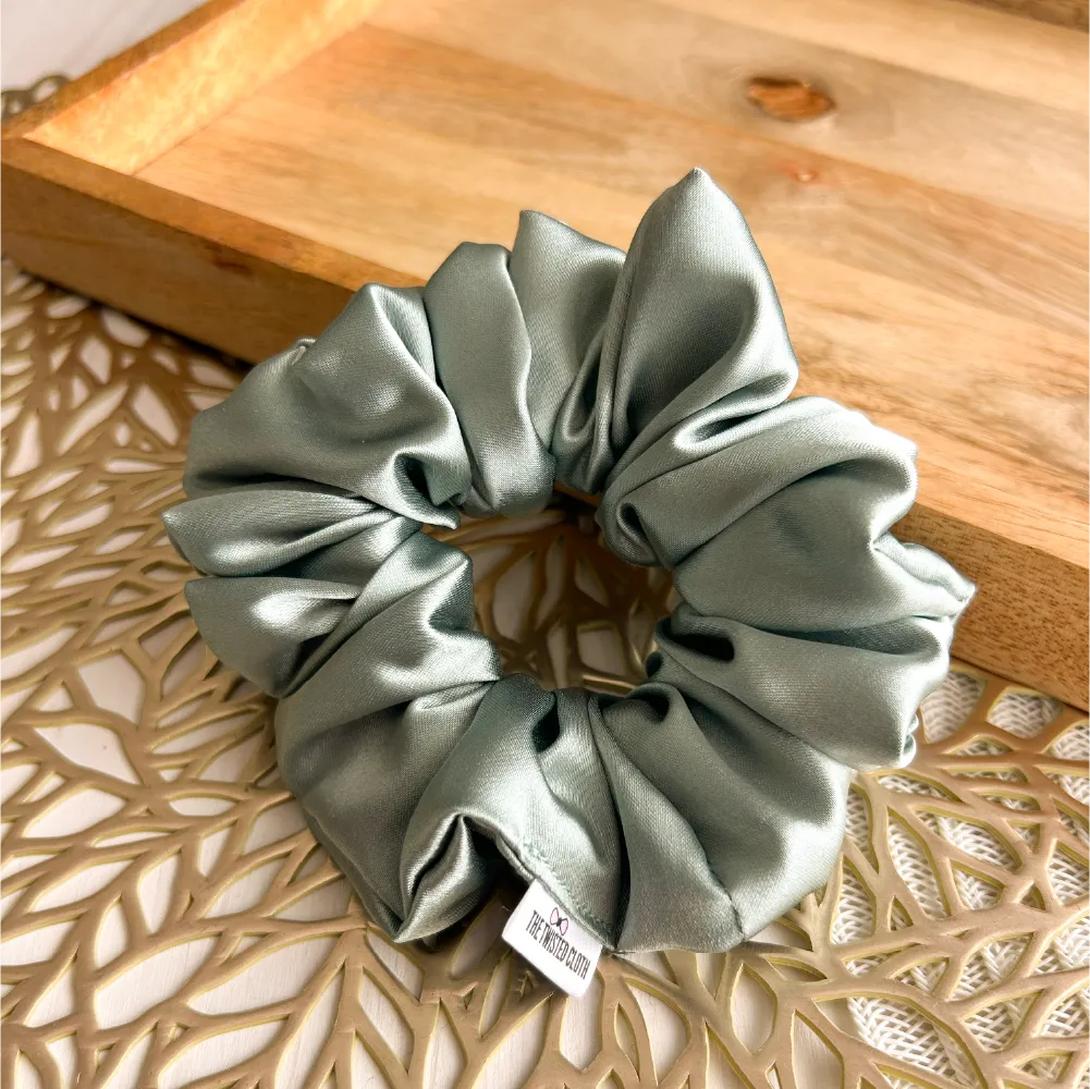 Sage Green Satin Scrunchie