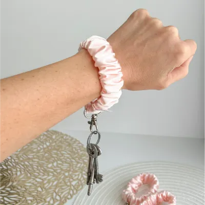 Ballerina Pink Satin Scrunchie Key Fob