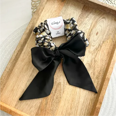Dappled Chiffon &amp; Satin Bow Scrunchie