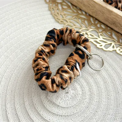 Brown Leopard Scrunchie Key Fob