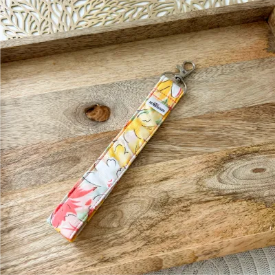 Peach Floral Cotton Key Fob