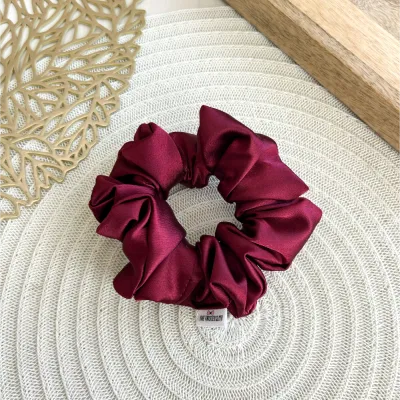 Maroon Satin Scrunchie