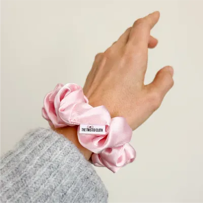 Soft Pink Satin Scrunchie