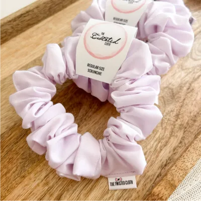 Lilac White Cotton Scrunchie