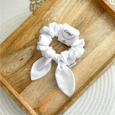 White Bow Scrunchie