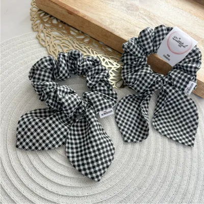Black &amp; White Bow Scrunchie