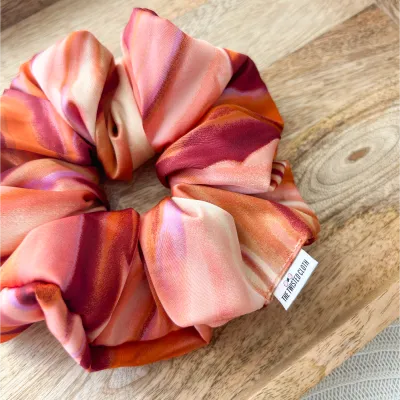 Peach Marble Xxl Satin Scrunchie