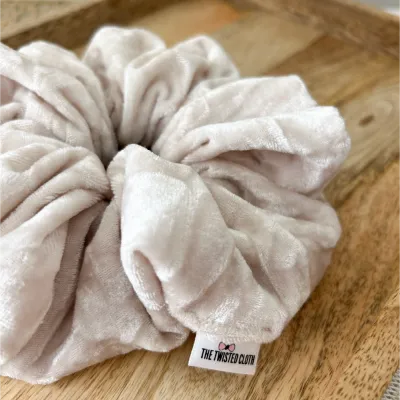 Xxl Ivory Crushed Velvet Scrunchie