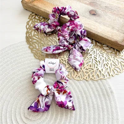 Small Lilac Blossom Bow Scrunchie