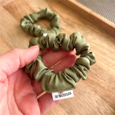 Olive Armani Satin Skinny Scrunchie