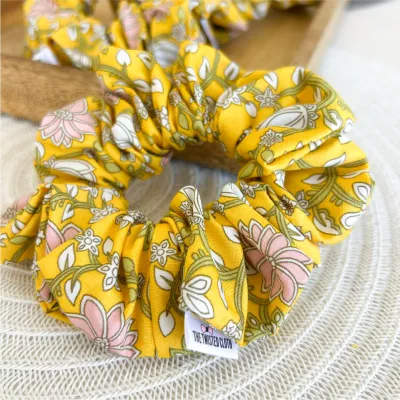 Yellow Paisley Cotton Scrunchie