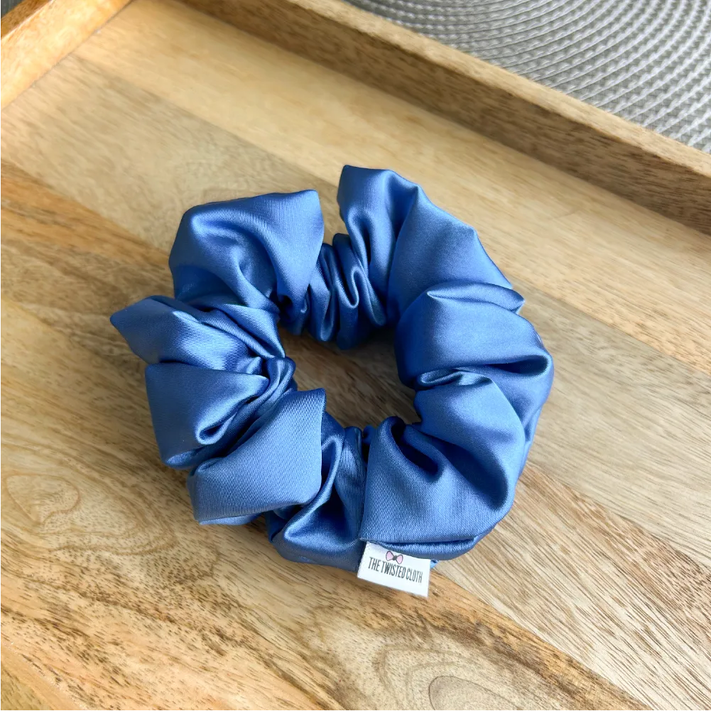 Sky Blue Satin Scrunchie