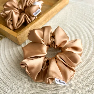 Tan Satin Scrunchie
