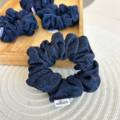 Navy Glitter Scrunchie