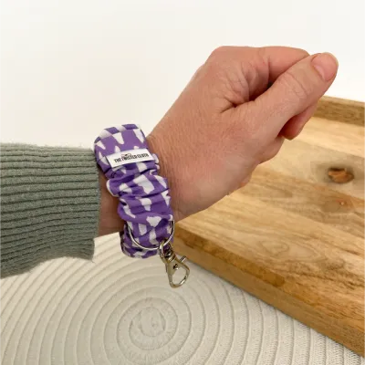 Lilac and White Scrunchie Key Fob