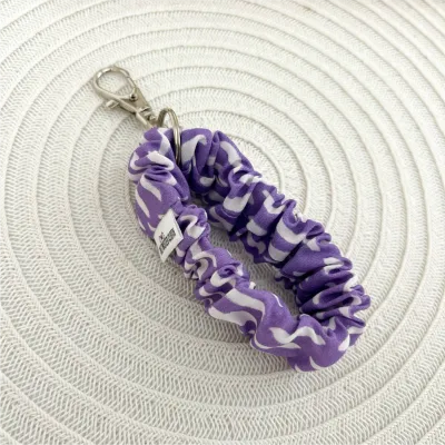 Lilac and White Scrunchie Key Fob