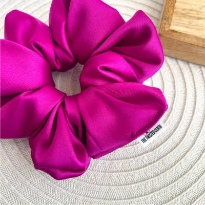 Xxl Dark Fuchsia Satin Scrunchie
