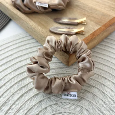 4Pcs Champagne Satin Scrunchie &amp; No Crease Hair Clips Set